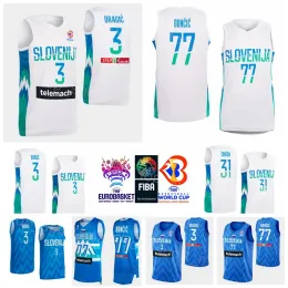 Niestandardowe drużyna narodowa koszykówka Słowenia Jersey 2022 Eurobasket 31 Vlatko Cancar 27 Ziga Dimec 4 Ziga Samar 5 Luka Rupnik 6 Aleksej