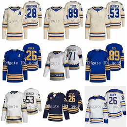 QQQ8 Victor Olofsson Hockey Jersey 2022 Heritage Classic Rasmus Dahlin Alex Tuch Jeff Skinner Ukko-Pekka Luukkonen Cody Eakin Owen Power Tage Tage