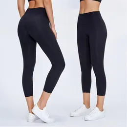L2047 Kadın Yoga Taytlar Nake Hissing Capri Pantolon Yüksek Kalıcı Kıyafet Yok T-Line Elastik Sıkı Renk Spor Pantolonları208A