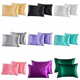 İpek emülasyon saten yastık kılıfı düz renkli yastık kılıfı yaz buz yastıkları kaplar yatak malzemeleri rrc815