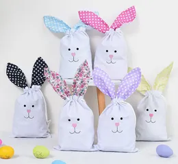 Easter Treat Bags Cloth Drawstring Gift Bag Party Favor Egg Hunt Stuffer Candy Cookies Chocolate Small Toys Eggs Storage Bags 6 Colors YG1186