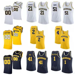 Anpassad NCAA College Basketball Michigan Wolverines 10 Tim Hardaway Jr Jersey 3 Trey Burke 5 Jalen Rose 1 Charles Matthews 2 Poole 21 Franz W W