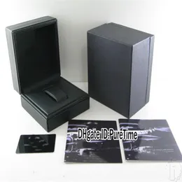 Hight Quality Black Leather Watch Box 전체 남성 여성 시계 원래 상자 인증서 카드 선물 종이 가방 PURETIME246U