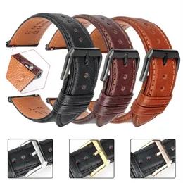 19 20mm 21 22 Mm 23 24 Leather Watch Strap Bands Quick Release Black Brown Smart Bracelet Wristband Men Women285B