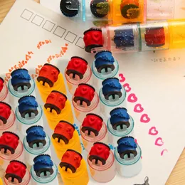 3 piezas coloridas tinta tinta sellos sellos preescolares divertidos aprendiendo dibujos animados de bricolaje