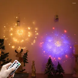 문자열 120/200 LED 크리스마스 조명 불꽃 놀이 라이트 USB Festoon 원격 거리 화환 장식을위한 행복한 해 2023 년