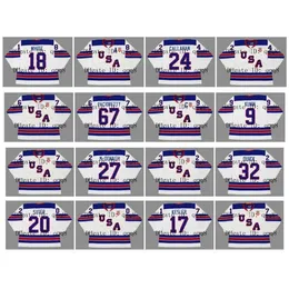 qqq8 2010 2014 2016 Vintage Team USA Jersey 34 AUSTON MATTHEWS 67 MAX PACIORETTY 18 COLIN WHITE 24 RYAN CALLAHAN White Custom Hockey Jerseys