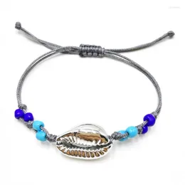 Länk armband 2023 design mode bohemian pärlstav armband handgjorda blå färgpärlor cowries skal för kvinnor