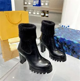 Luxe ontwerper Beaubourg Ankle Boots Leather Toe Toe Rubber Sole Office Elegant Hoge Heel 1AABU3 1AAC1Z Combat Chunky Winter Martin Sneakers met originele doos