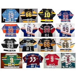 QQQ8 Vintage Wayne Gretzky Hockey Jersey Джо Сакич Эрик Линдрос Бобби Кларк Лемье Марк Мессиер Халл Халл Майк Модано Яромир Джаг Хексталл