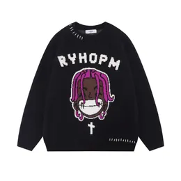 Hip Hop Sweater Streetwear Harajuku Knitted Japanese Anime Cartoon Pullover Jumpers 2023 Autumn Fashion Casual Pullover Couples
