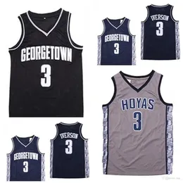 Özel NCAA Forma Mens Georgetown Hoyas Iverson College Jersey 3ai Üniversitesi Basketbol Boyut S-2XL Quick Del