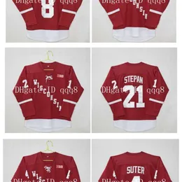 q888 Wisconsin Madison Jerseys Ryan Suter Joe Pavelski Derek Stepan Red Szyging Niestandardowe koszulki hokejowe