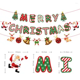 زخرفة الحفلات من 3 قطع مجموعة العلم عيد الميلاد DIY سانتا كلوز الكرتون لافتة خلفية جدار ديكور الأعياد الجو الاحتفال