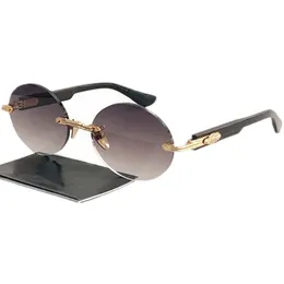 Luxuriöse CHRetro-Vintage 925s Randlose Sonnenbrille UV400 Unisex HD Verlaufsgläser 57-20-145 Modemodelle Runde rechteckige Schutzbrille Fullset-Designetui