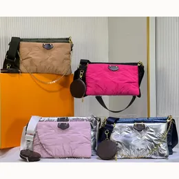 Çanta Crossbody Omuz Çantaları Kadınlar Kış Sıcak Çantası Naylon Çok Loket Yuvarlak Para Çanta ile