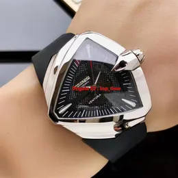 4 Style Högkvalitativ klocka Ventura XXL Elvis A2824 Automatisk herrklocka Rostfritt stål H24655331 Black Dial Rubber Strap Gents WA302S