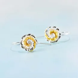 Hoop Earrings MeibaPJ Real S925 Sterling Silver Layered Stitched Small Flower Women's Exquisite Party Gift Jewelry