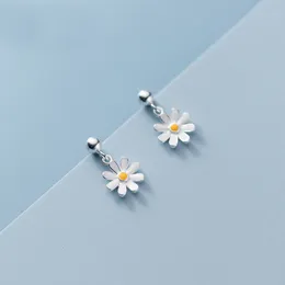 Stud MloveAcc Enamel Colors Sunflower Short Earrings for Kids Girl Daughter 925 Sterling Silver Daisy Flower Earring Fine Jewelry 230103