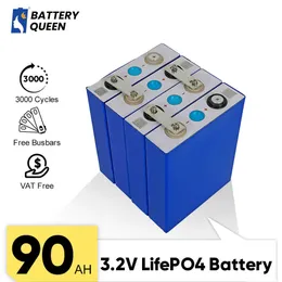 NOVO 3.2V 90AH LIFEPO4 BATERIEN 12V 24V 48V BATO DE BATERIA BATO PRISMÁTICO Sistema de energia solar de concha de alumínio EU DDP