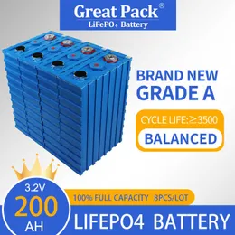8pcs 3,2 В 200AH Grade A A -LifePO4 Батарея батареи глубокого цикла Солнечный банк литий -ионный фосфат для RV