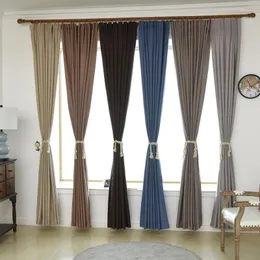 Curtain Simple Modern Solid Color Splicing Shading Heat Insulation Curtains Blackout For The Living Room Finished