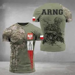 T-shirty męskie nowa polska męska koszula Polska żołnierz-army-veteran country flaga 3D wydrukowana wysokiej jakości koszulka Summer O-Neck Mężczyzn Kobieta T230103