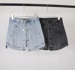 Luxus Frauen Mini Kleid sexy Jeans Shorts Rock gefälschte zweiteilige Designröcke