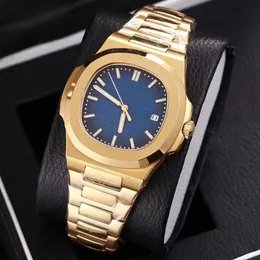 Luxury Men's Watch Nautilus 5711 Series rostfritt st￥lfodral Butterfly Clasp 2813 Automatisk r￶relse Watch Sport Golden2169
