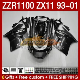 Kawasaki ninja için gövde ZX-11 R ZX-11R 93 01 ZZR1100 1993 1994 1995 1996 1997 165no.137 ZZR-1100 ZX 11 R 11R ZX11 R ZZR 1100 CC ZX11R 1998 1999 2000 2001 Kaplama Parlak Gri Gri