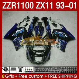 Bodys Kit para Kawasaki Ninja ZX-11 R ZZR1100 ZX-11R ZZR 1100 CC BLAMES AZUL ZX11 ZX 11 R 11R 165NO.21 ZX11R 93 94 95 96 01 ZZR-1100 1997 1999 2000 2001 Oem Full Fakeing
