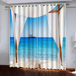 海のカーテンビーチレジャー3Dベッドルームリビングルームホームデコレーションパーラーブラックアウトカーテン