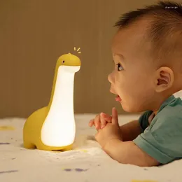 Luzes noturnas pescoço longo brontosaurus dinossauro luz usb recarga luminjas de mesa led de mesa para crianças presente bebê dormindo quarto