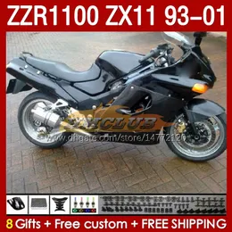 OEM Full All Black Body for Kawasaki Ninja ZX-11 R ZZR-1100 ZX-11R ZX11R 93 94 95 96 01 165NO.61 ZZR 1100 CC ZX11 ZX 11 R 11R1100 1997 1998 1999 2000 2001 КОМПЛЕКТ FARINGS