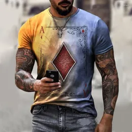 남자 T 셔츠 여름 포커 티셔츠 패션 라운드 넥 라운드 목 매일 캐주얼 남자 스트리트 스타일 대형 Camiseta Masculina