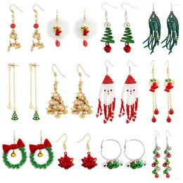 Kolczyki Dangle Ingemark świąteczne świąteczne drzewo Red Elk Snowflake Santa Claus Bell Drop for Women Girl Śliczne prezenty świąteczne rok biżuteria