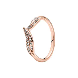Sparkling Rose Gold Leaves Ring för Pandora Authentic Sterling Silver Wedding Party Jewelry for Women Girls Cz Diamond Girl Gift Designer Rings Set