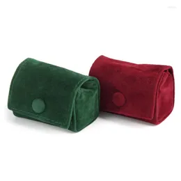 Jewelry Pouches Dark Green Red Mini Cute Velvet Box Ring Earring Wedding Packaging Display Gift 10pcs 5.5x3x4cm