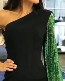 Повседневные платья Zoctuo Женская одежда с длинным рукавом зеленые платья с блестками мода мода одно плеч