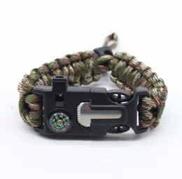 Survival Armband Tactical Army Parachute Cord Self Rescue Armband 5 I 1 Outdoor Men Sports Wrist Armband med Compass Whistle