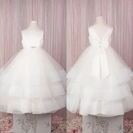 Princess Flower Girl Dress 2023 Bow Sash Ballgown Ruffles First Complely For For Little Kid Infant Toddler Braditing Birlestmaid Wedding Wedding