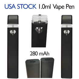 Rechargeable 1.0ml Disposable Vape Pen E Cigarettes USA STOCK Ceramic Cartridge Vapes Pens Empty Thick Oil Device Vaporizer 280mah Ecig Snap Top Vaporizers