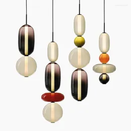 Pendant Lamps Modern Multicolored Glass Light For Dining Room Lamp Bedside Colorful Hanging Home Decor Indoor Lights