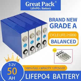 LiFePO4 12PCS 3,2V 50Ah Zyklus-Batteriezelle Brandneue Lithium-Ionen-Batterie der Güteklasse A mit 100 % voller Kapazität und Sammelschienen