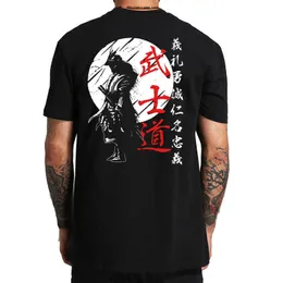 メンズTシャツ日本サムライスピリットTシャツバックプリントeuサイズコットントップTシャツbushido男性贈り物ティーT230103