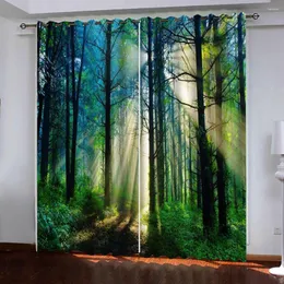 Curtain Custom 3D Blackout Curtains For Living Room Bedroom Kitchen Forest Under The Sun Decoration