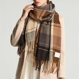 Halsdukar chic kvinnor halsduk mjuk bekväm höst vinter rutan tryckning hud-touch långa kostymtillbehör