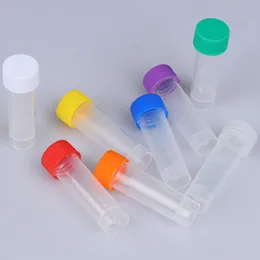5 ml plast frysta provrör flaskflaska skruvtätning cap pack container med silikonpackning gratis fartyg