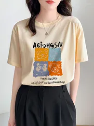 Damen-T-Shirts Gkfnmt Casual Basic Cotton T-Shirts Frauen Cartoon Print Oversize T-Shirt Weiblich Sommer Cozzy Tops 2023 Harajuku Y2K