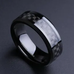 Solitaire Ring Fashion 8mm Men's Stains Stains Stains Tinlay Black Carbon Carbon Carbon Consign Mitried Messing Hompresss Drop 230103